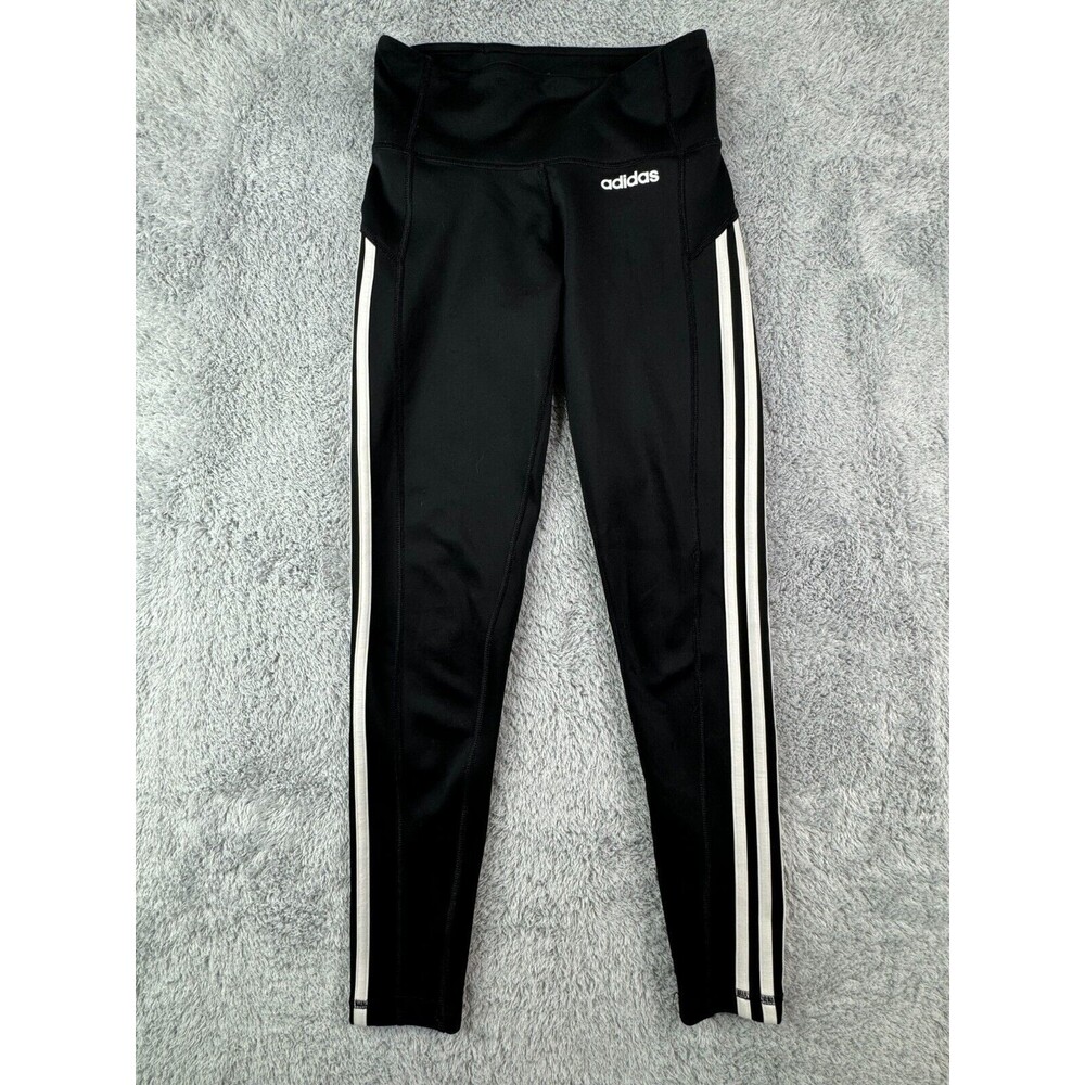 Adidas Climalite Women's Small (26X25.5) 3 Stripe Black Workout Tights